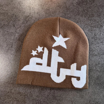 Fashion Letter Jacquard Winter Autumn Warm Beanies Knit Hat Women Men Soft Wool Skullcap Outdoor Windproof Skiing Cap Y2K Hiphop