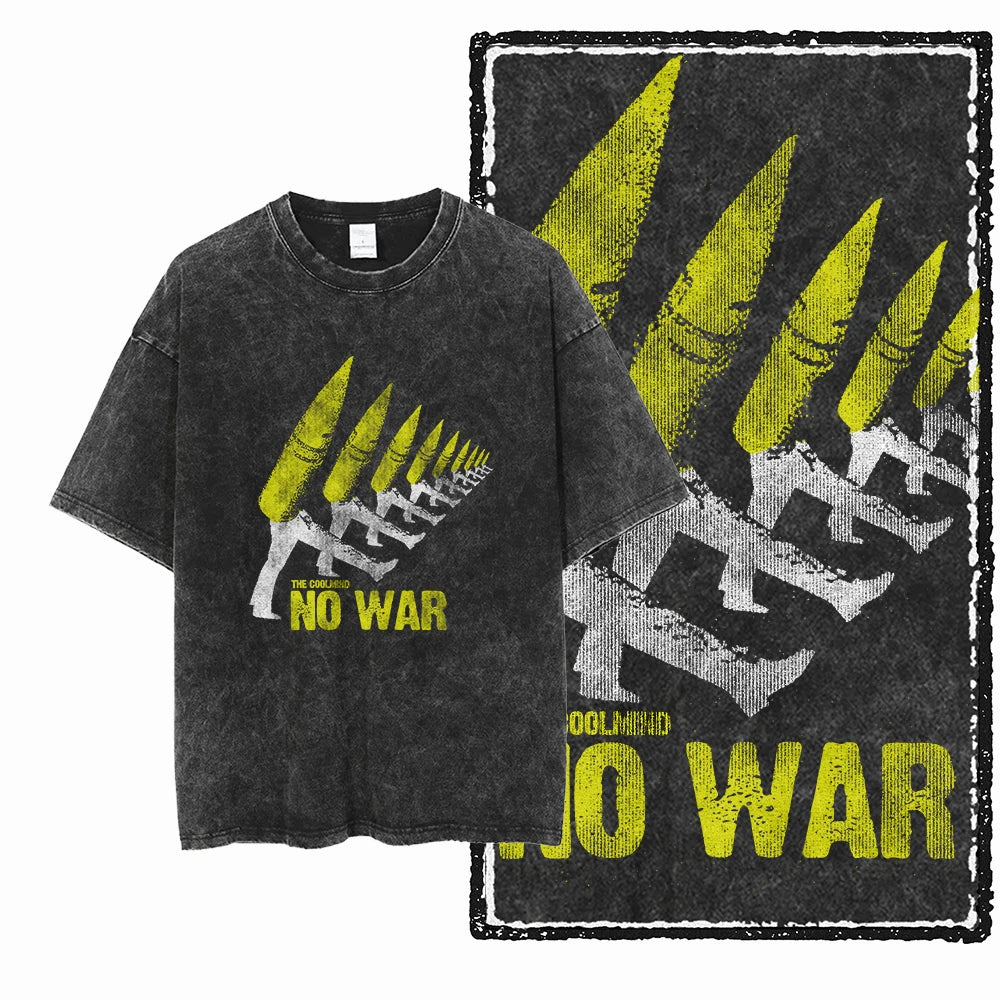 Black Vintage No War Unisex Cotton T-Shirt