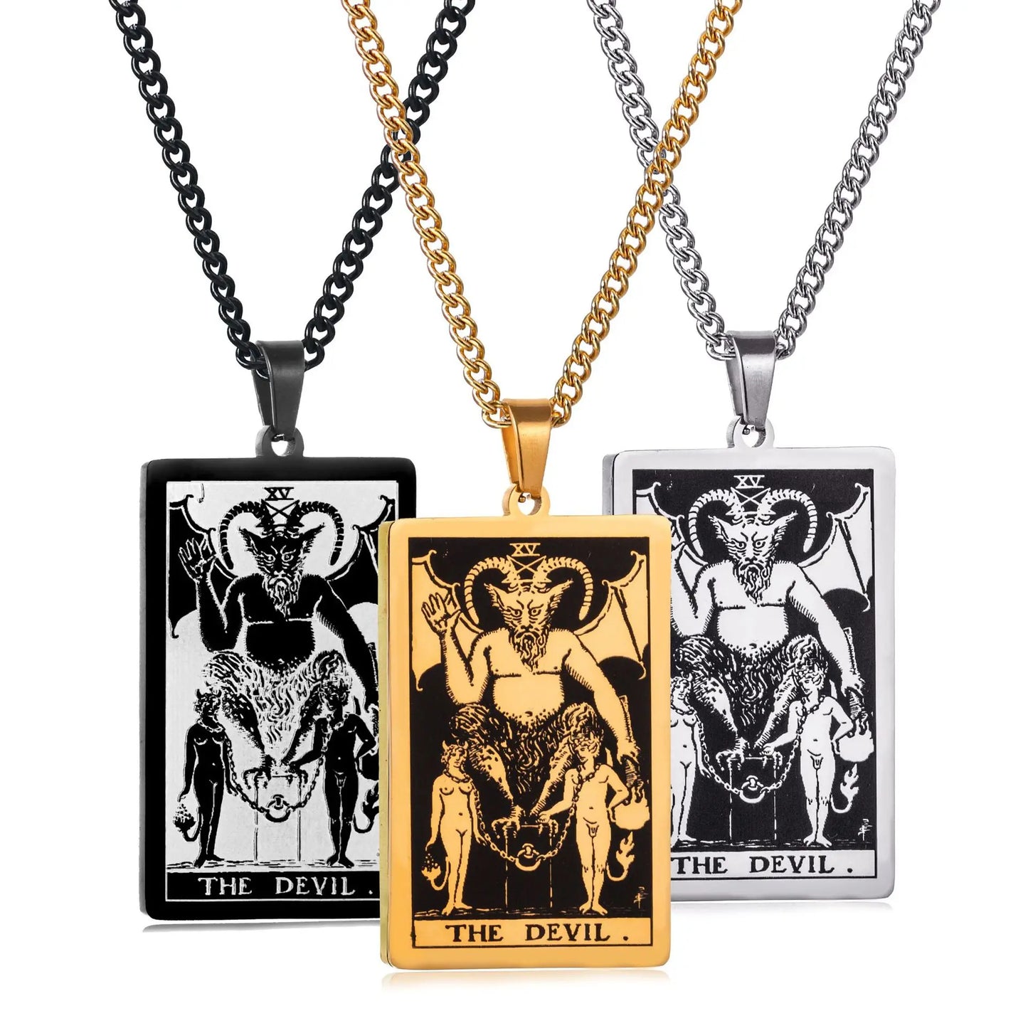 Stainless Steal Tarot Card Chain Necklace