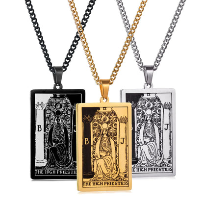 Stainless Steal Tarot Card Chain Necklace
