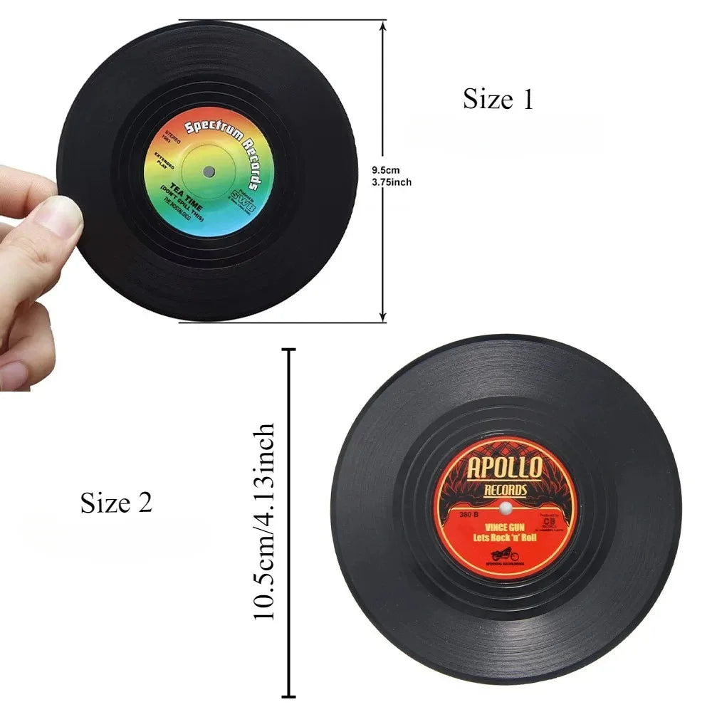 Colorful Retro Vinyl Record Drink Coaster Set
