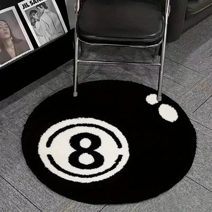 VIKAMA Black 8-Piece Billiards Carpet - Soft Fuzzy Living Room Floor Mat - Bedside Rug For Bedroom - Ideal For Soft Home Decor