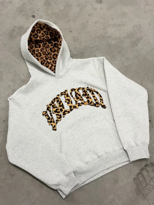 Grey Leopard Lined 3-Piece Sweatsuit Set