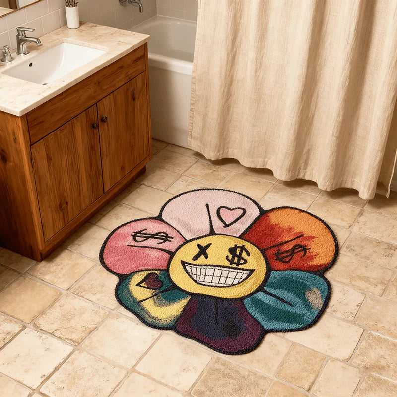 Colorful Money Flower Design Rug