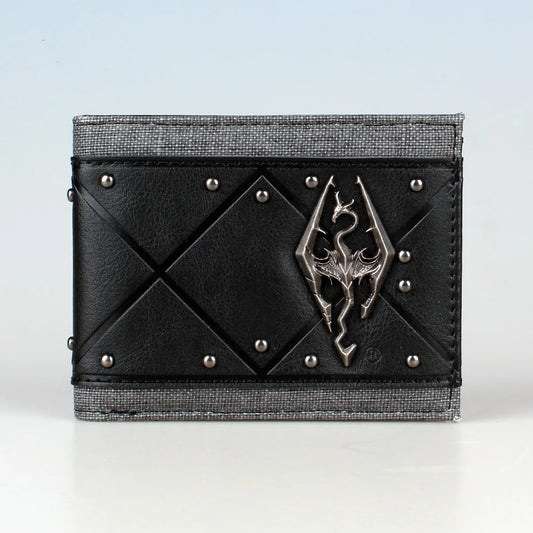 Dragon Emblem Studded Leather Wallet