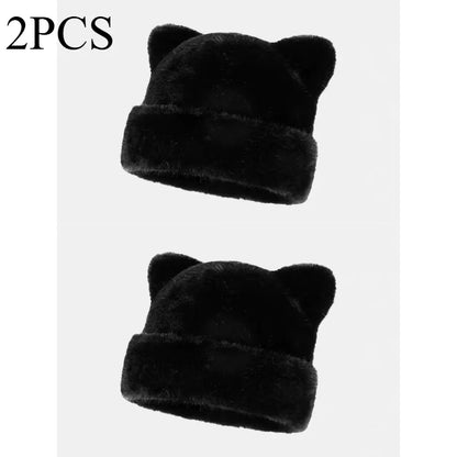 Leopard Print Plush Teddy Bear Hat for Women, Sweet and Cute, Thick and Warm, Retro and Versatile, Hooded Beanie.