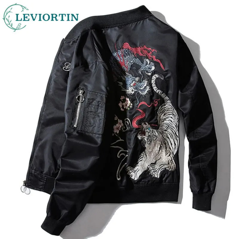 Sukajan Bomber Jacket Men Yokosuka Souvenir Japan Anime Embroidered MA1 Coat Dragon Tiger Boys Baseball Clothes Spring Autumn