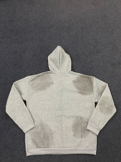 Y2K American style men's and women's zipper style hooded gray sweatshirt jacket, thick and sturdy, warm sweatshirt