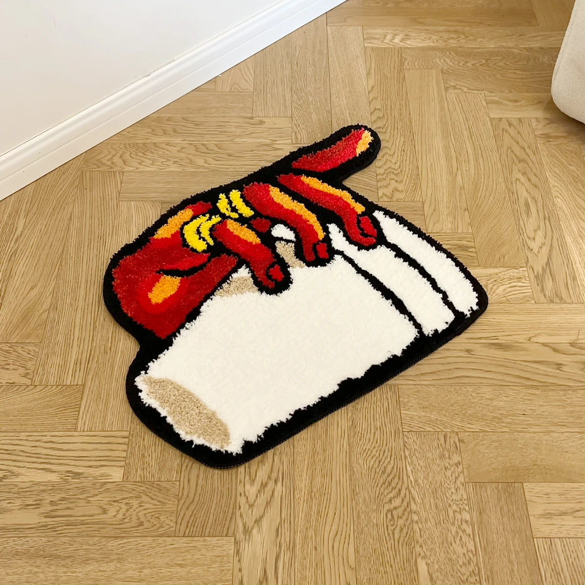 Holding Cup in Hand Vintage Tufted Bedroom Rug Soft Fluffy Mat Funny Bedside Carpet Floor Anti Slip Pad Aesthetic Home Boys Room