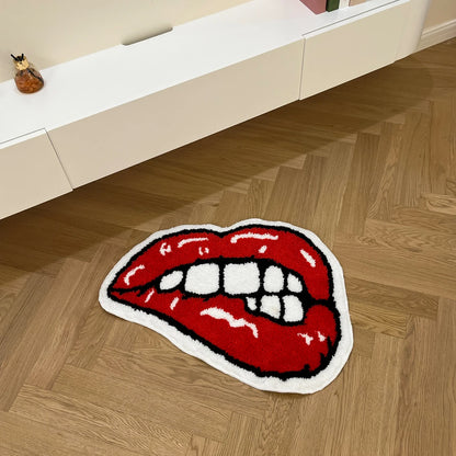 Red Lips Novelty Aesthetic Floor Rug