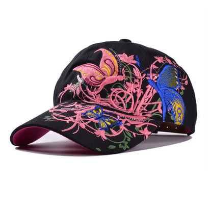 Butterfly Embroidered Baseball Cap 2022 New Spring Summer Women Casual Snapback Caps Butterflies Flower Print Outdoor Sun Hats
