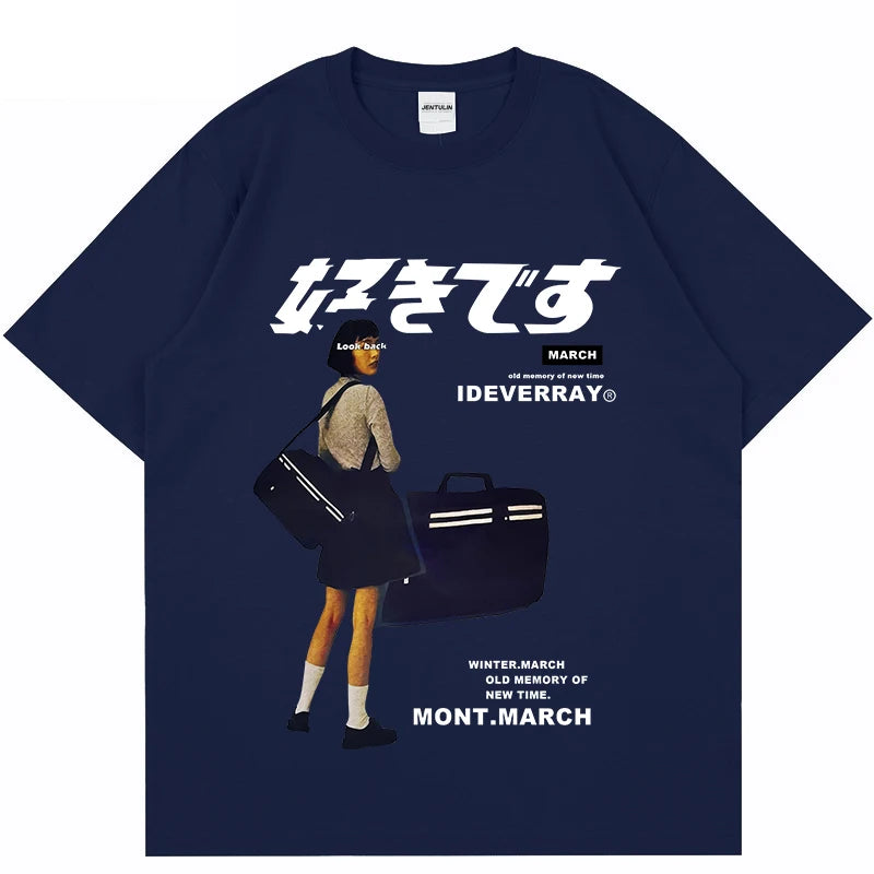 Hip Hop Streetwear Harajuku T Shirt Girl Japanese Kanji Print Tshirt 2021CC Summer Mens Short Sleeve Cotton Oversized T-Shirt