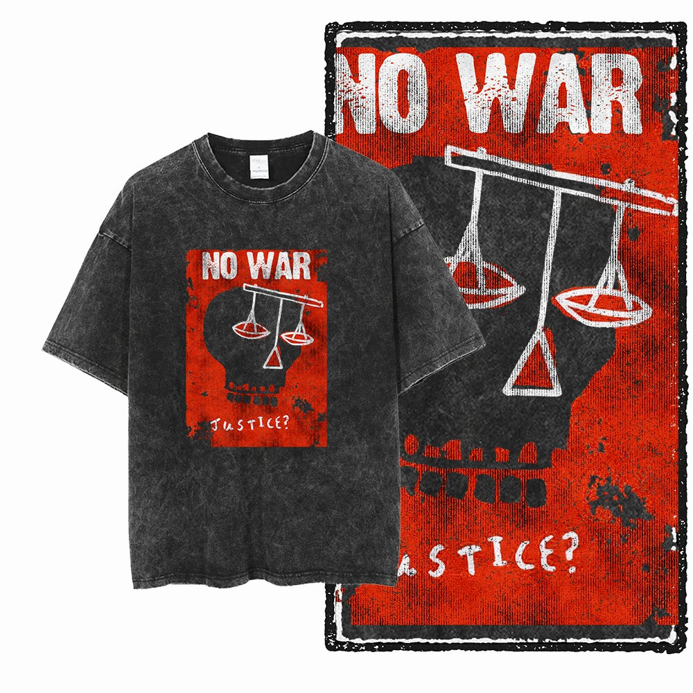 Black Vintage No War Unisex Cotton T-Shirt