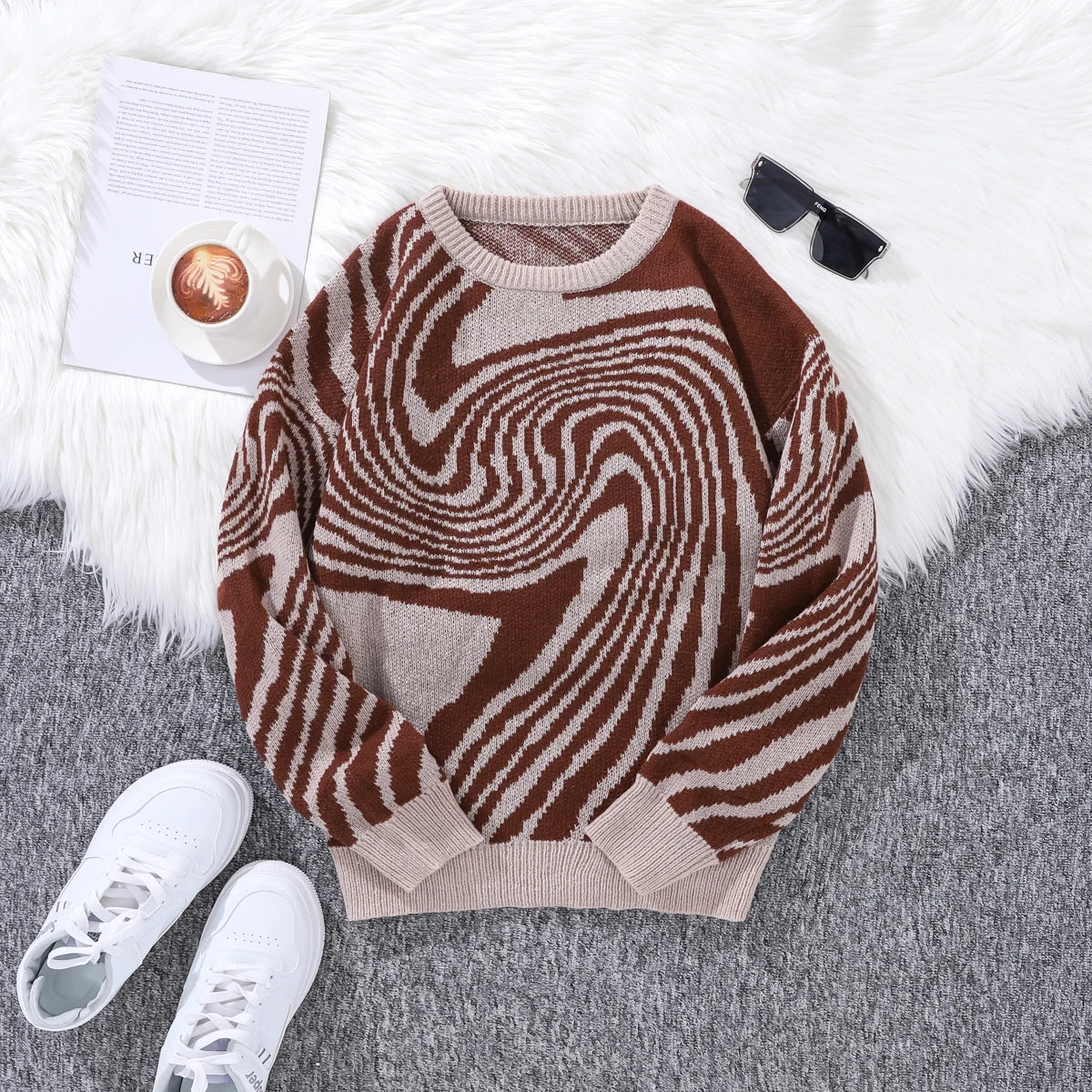 Spiral Wave Knit Sweater