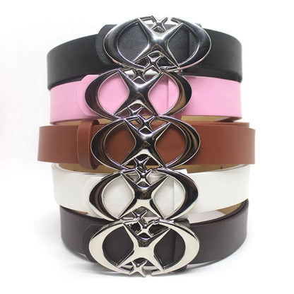 Moon Star Metal Buckle Leather Belt