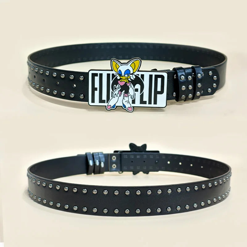 Exaggerated INS Harajuku Y2K Thousand Nights Black Speed Boy Belt Cropped Studded Decoration Belt Street Style For Men Women Chi