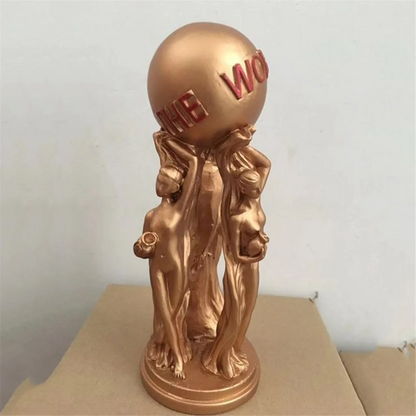 Stylish The World is Your Statue Trophy for Office Home Decoration Birthday Graduation Ceremony Resin Statue