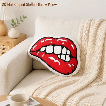 Red Lips Shaped Throw Pillow