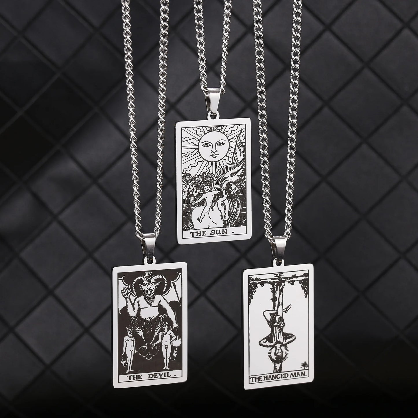 Stainless Steal Tarot Card Chain Necklace
