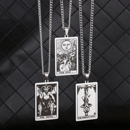 Stainless Steal Tarot Card Chain Necklace
