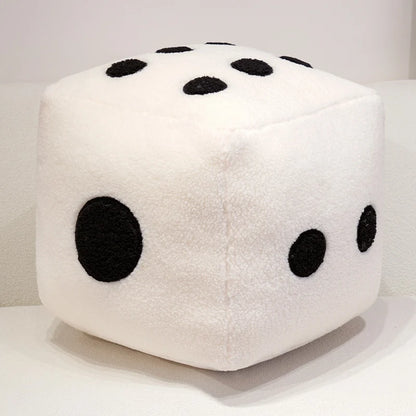 25cm Fun Dice Pillow Soft Stuffed Plush Toy Black White Dice Rolling Game Props Compare Sizes Funny Gift For Party Entertainment