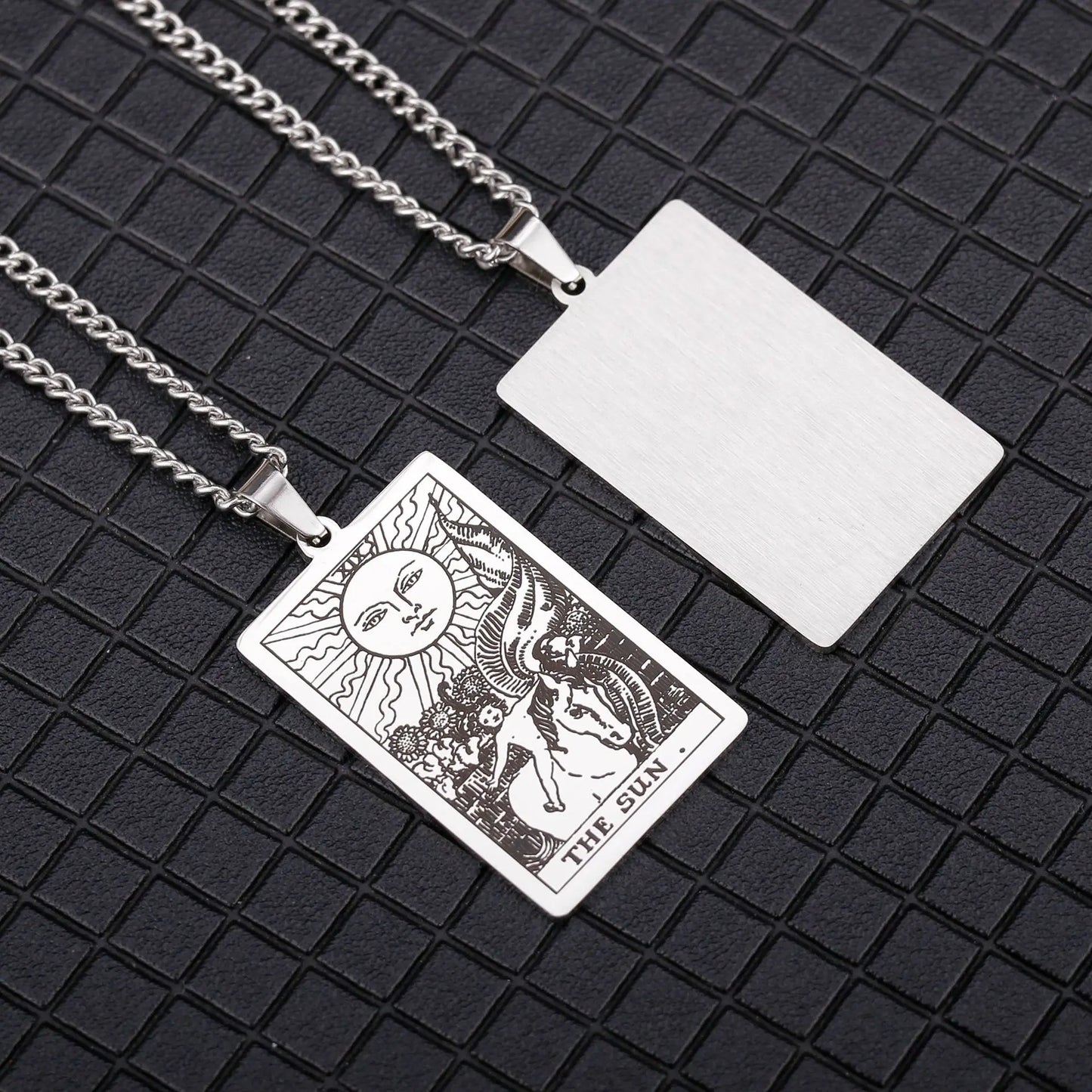 Stainless Steal Tarot Card Chain Necklace