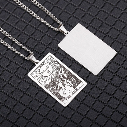 Stainless Steal Tarot Card Chain Necklace