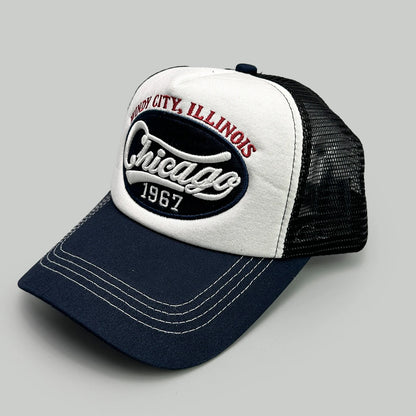 American Hip-hop Letter Embroidery Baseball Hats New Unisex Sunshade Color Block Breathable Street Versatile Mesh Trucker Caps