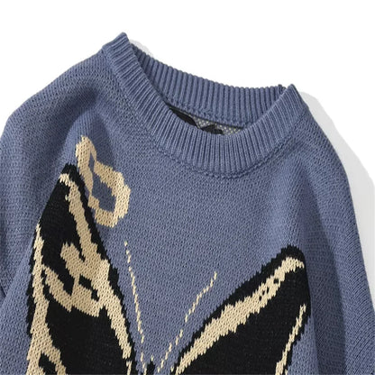 FGKKS Spring Fashion Sweater Men's Butterfly Pattern Knitted Warm Quality Design Sweater For Male Pullover