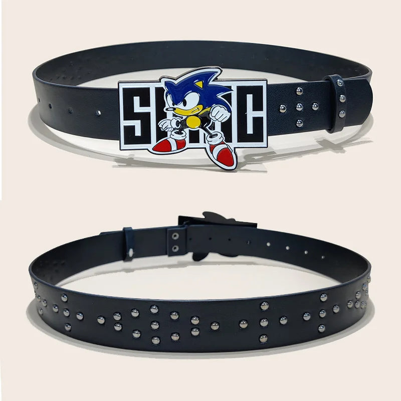 Exaggerated INS Harajuku Y2K Thousand Nights Black Speed Boy Belt Cropped Studded Decoration Belt Street Style For Men Women Chi