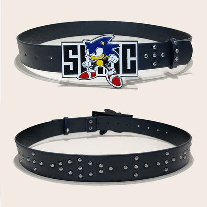 Exaggerated INS Harajuku Y2K Thousand Nights Black Speed Boy Belt Cropped Studded Decoration Belt Street Style For Men Women Chi