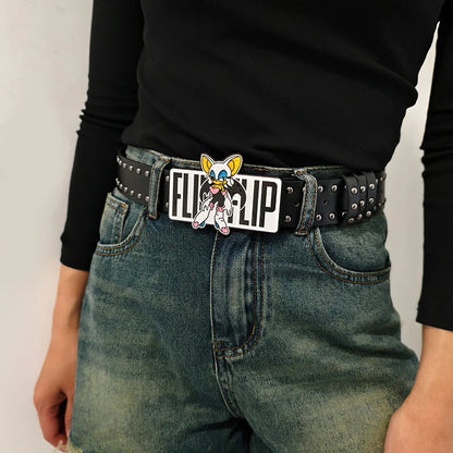Exaggerated INS Harajuku Y2K Thousand Nights Black Speed Boy Belt Cropped Studded Decoration Belt Street Style For Men Women Chi