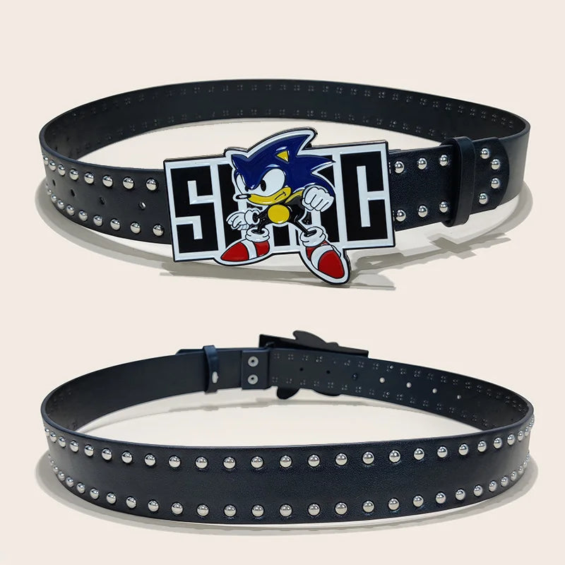 Exaggerated INS Harajuku Y2K Thousand Nights Black Speed Boy Belt Cropped Studded Decoration Belt Street Style For Men Women Chi