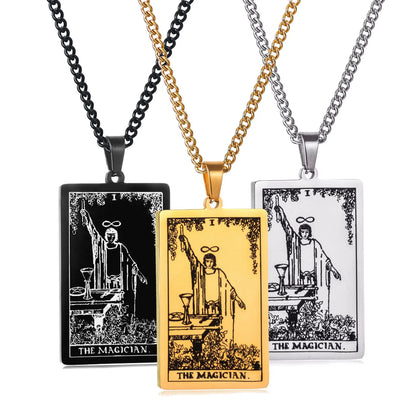 Stainless Steal Tarot Card Chain Necklace