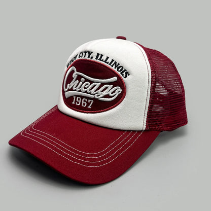 American Hip-hop Letter Embroidery Baseball Hats New Unisex Sunshade Color Block Breathable Street Versatile Mesh Trucker Caps