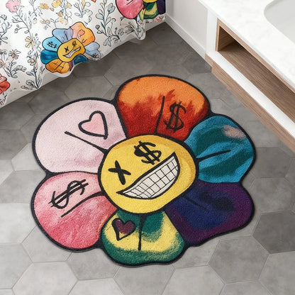 Colorful Money Flower Design Rug