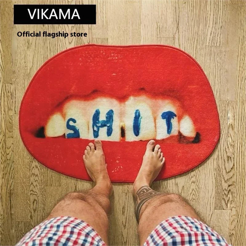 VIKAM Creative Lipstick Design Bathroom Floor Mat, Non-Slip And Water-Absorbent. Soft Home Decor Carpet For Bedrooms And Kitchen