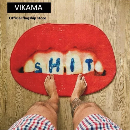 VIKAM Creative Lipstick Design Bathroom Floor Mat, Non-Slip And Water-Absorbent. Soft Home Decor Carpet For Bedrooms And Kitchen