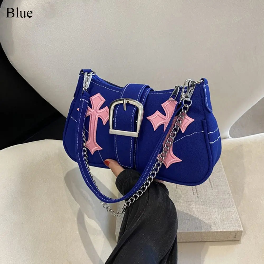 Hasp Handbags Metal Buckle Shoulder Bag Sling Bag Underarm Bags Simple Casual Canvas Tote Bags Fashion Street Trend Accessory
