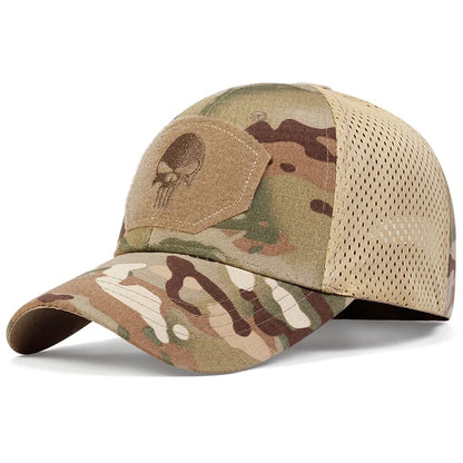 Skull Tactical Airsoft Cap Adjustable Breathable Sun Visor Trucker Hat Mesh Hunting Hiking Snapback Baseball hats gorra