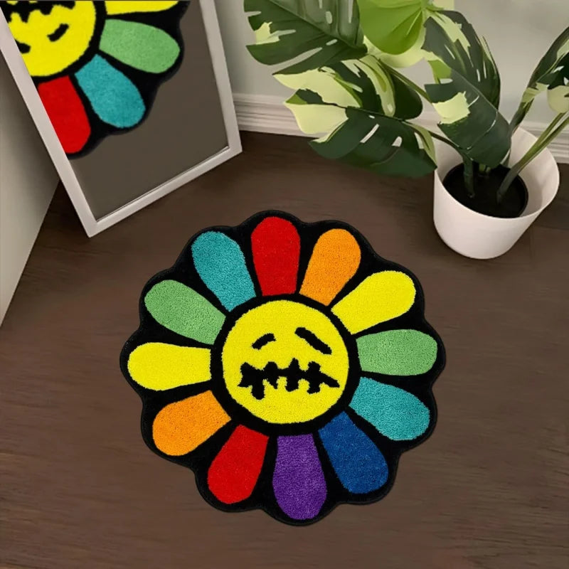 Gothic Sunflower Stitch Mouth Floor Rug