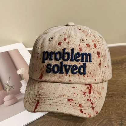 Problem Solved Blood Splatter Graphic Baseball Cap