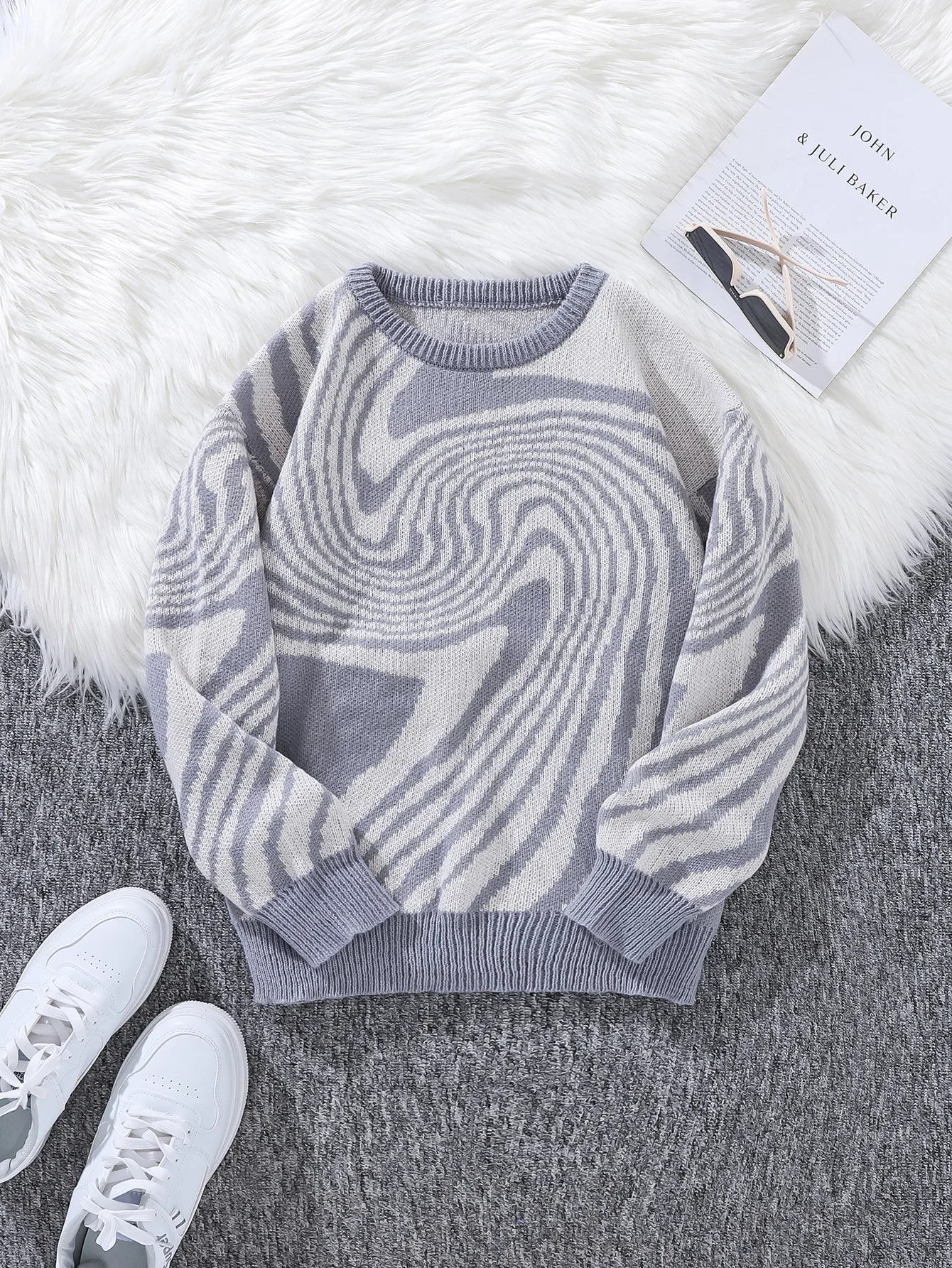 Spiral Wave Knit Sweater