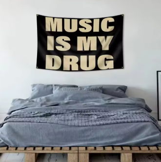 Music is My Drug Tapestry Wall Banner