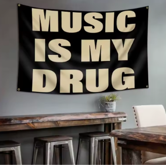 Music is My Drug Tapestry Wall Banner