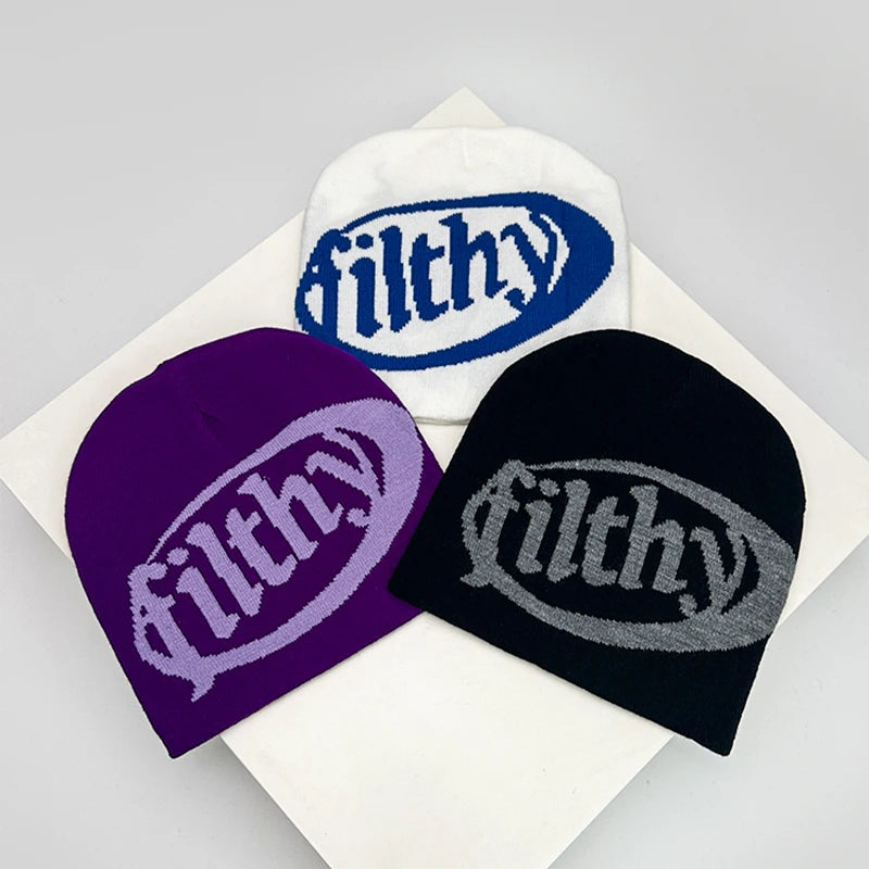 Autumn and Winter New Unisex European Style Letter Knitted Hats Warm Hip Hop Versatile Street Beanies Outdoor Fashion Skate Rap