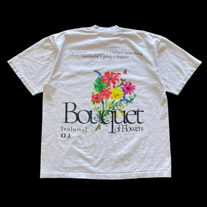Y2k Large Kawaii T Shirt Men Women GothVintage Harajuku Classic Peach Blossom Print Casual Street Short Sleeve Round Neck Tshirt