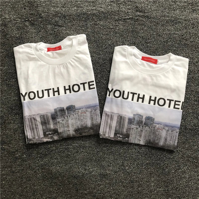 Gosha Building Long Sleeve Youth Hotel Russian  032c HD Digital Print Loose Tide Brand