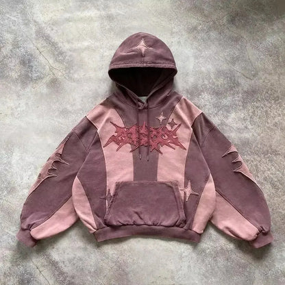 2024 High Street Trend Vintage Alphabet Embroidery Hoodie for Men Y2k Goth Harajuku Fashion Coat Couple Casual Loose Sweatshirt