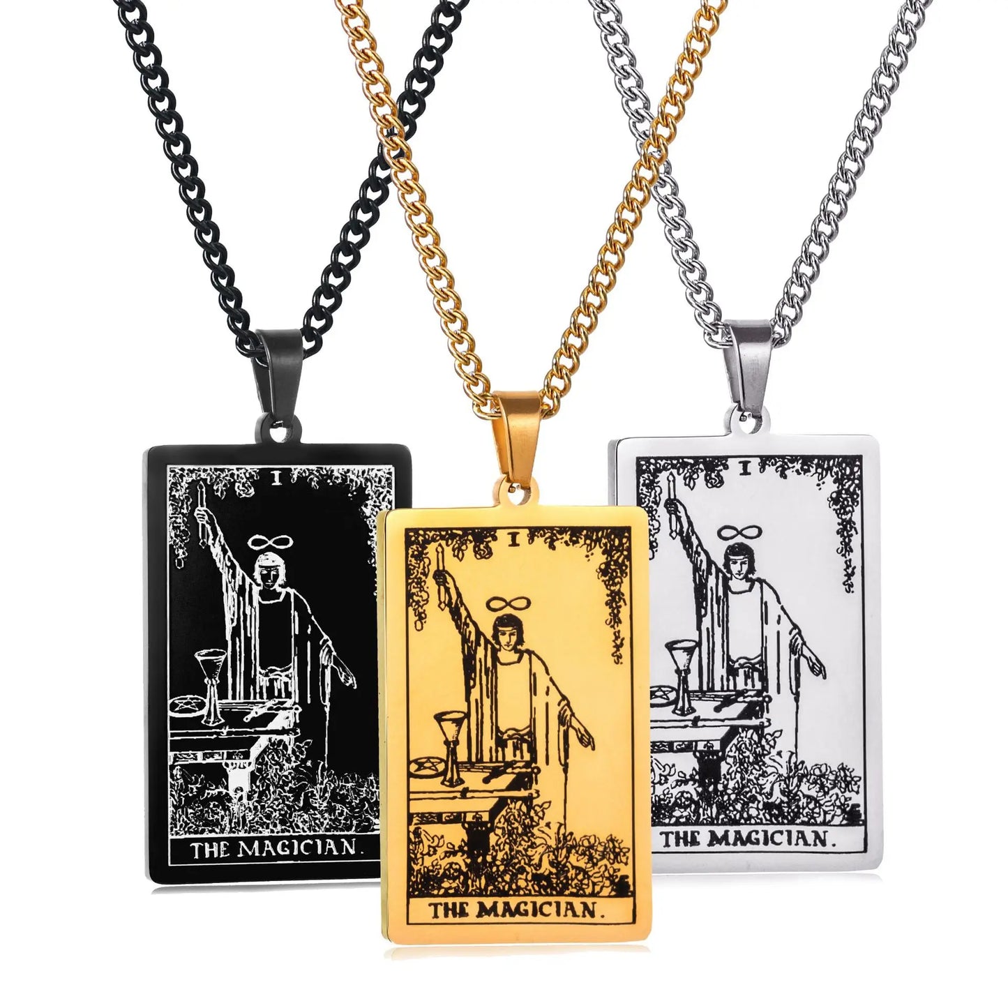 Stainless Steal Tarot Card Chain Necklace